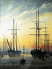 Caspar David Friedrich - View of a Harbour painting